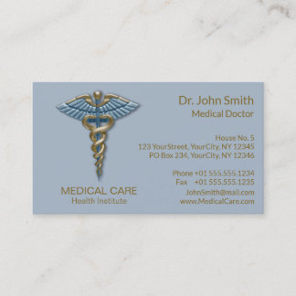 Tarjeta De Visita Rayas de Relieve metalizado dorado de Faux Médico