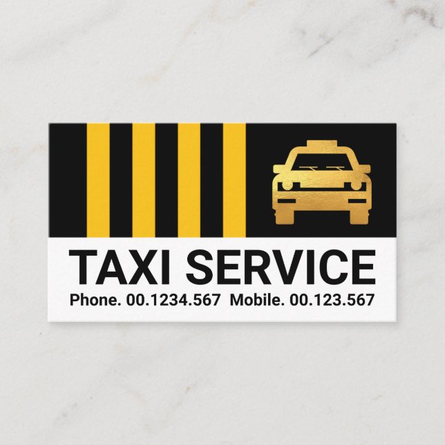 Tarjeta De Visita Rayas de taxi amarillos verticales especiales (Anverso)
