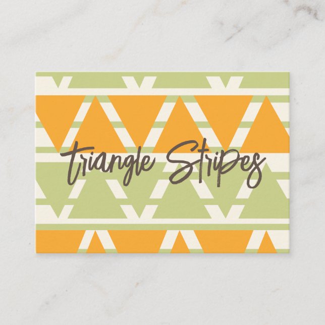 Tarjeta De Visita Rayas de triángulo naranja verde  (Anverso)