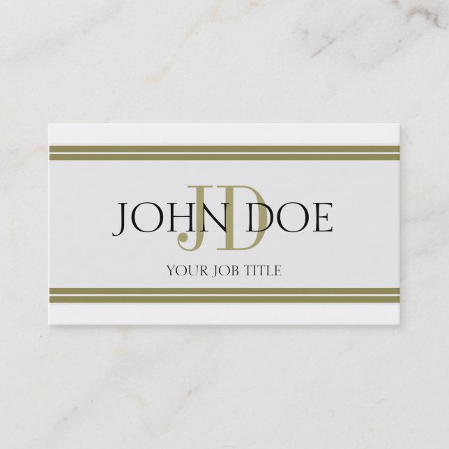 Tarjeta De Visita Rayas del oro blanco de YourJobTitle (Anverso)