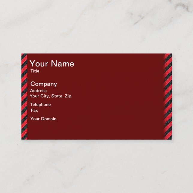 Tarjeta De Visita Rayas diagonales delgadas en negro y rojo (Anverso)