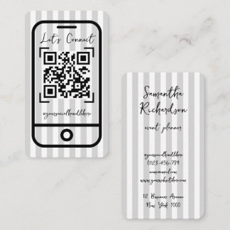Tarjeta De Visita Rayas divertidas código QR minimalista escrito a m