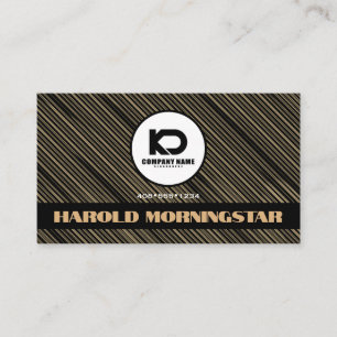 Tarjeta De Visita Rayas doradas modernas Qr y logotipo