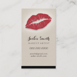 Tarjeta De Visita Rayas elegantes del Pin del moreno con los labios