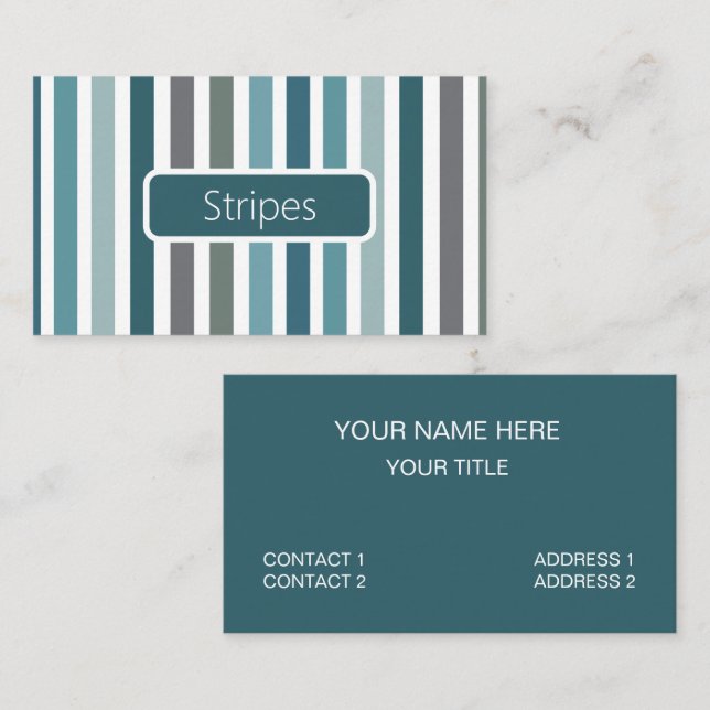 Tarjeta De Visita Rayas Gris Azul (Anverso / Reverso)