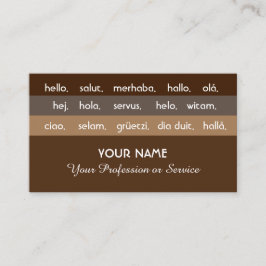 Tarjeta De Visita Rayas marrones idiomas internacionales hola