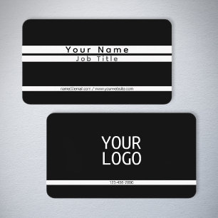 Tarjeta De Visita Rayas minimalistas modernas negro y blanco