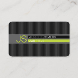 Tarjeta De Visita Rayas modernas de Guay | Gris, Lime Verde y Negro