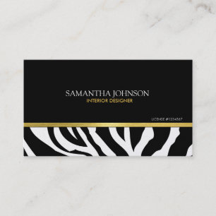 Tarjeta De Visita Rayas modernas de la cebra del negro y del oro con