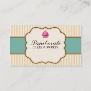 Tarjeta De Visita Rayas modernas retras elegantes beige de la