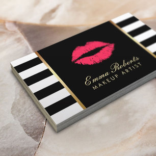 Tarjeta De Visita Rayas modernas rojas del salón de belleza de los