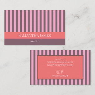 Tarjeta De Visita Rayas Moradas Color Rosa Naranja