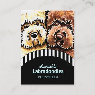 Tarjeta De Visita Rayas negras de Labradoodle del criador de perros