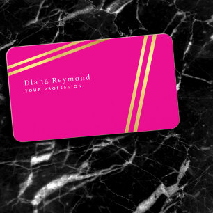 Tarjeta De Visita Rayas paralelas modernas rosadas calientes