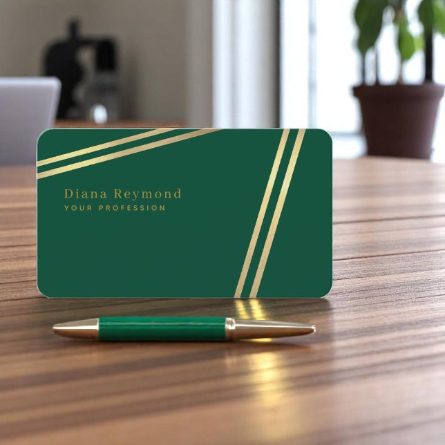 Tarjeta De Visita Rayas paralelas modernas verdes (Subido por el creador)