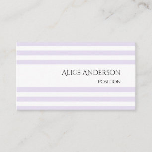 Tarjeta De Visita Rayas Pastel Chic Lavanda Ligero Sencillo Minimali