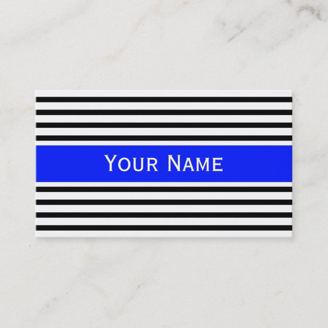 Tarjeta De Visita Rayas Patrón estrecho negro + tu trasero. y texto (Anverso)