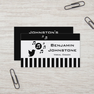 Tarjeta De Visita Rayas personalizadas blanco elegante del negro del