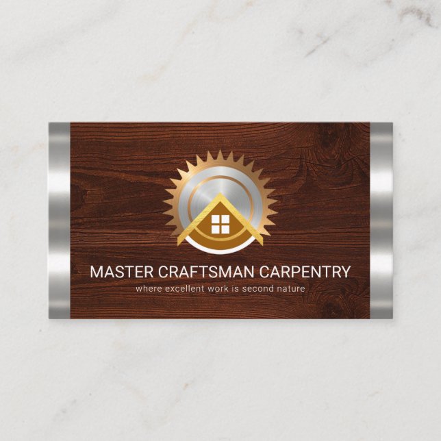 Tarjeta De Visita Rayas plateadas Saw Eléctrico Hogar (Anverso)