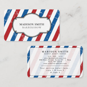 Tarjeta De Visita Rayas Profesionales de Barbería