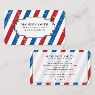 Tarjeta De Visita Rayas Profesionales de Barbería