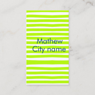 Tarjeta De Visita Rayas retro amarillo verde neón añaden nombre ciud