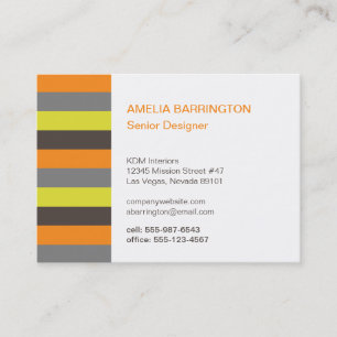 Tarjeta De Visita rayas retro naranja profesional creativo grande