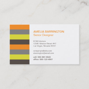 Tarjeta De Visita Rayas retro naranja profesional creativo marrón