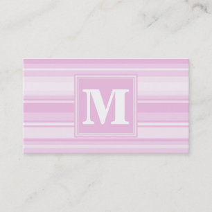 Tarjeta De Visita Rayas rosa bebé monograma