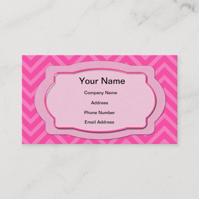 Tarjeta De Visita Rayas rosadas de Chevron (Anverso)