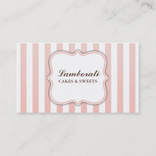 Tarjeta De Visita Rayas rosadas y blancas lindas modernas elegantes