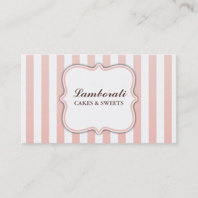 Tarjeta De Visita Rayas rosadas y blancas lindas modernas elegantes (Anverso)