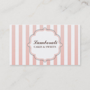 Tarjeta De Visita Rayas rosadas y blancas lindas modernas elegantes