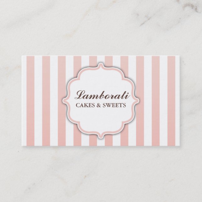 Tarjeta De Visita Rayas rosadas y blancas lindas modernas elegantes (Anverso)