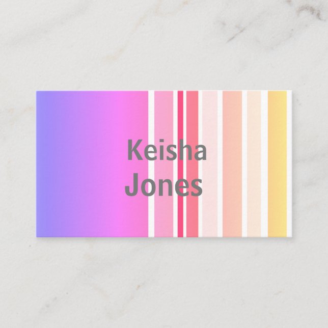 Tarjeta De Visita rayas rosadas y violetas modernas personalizado au (Anverso)