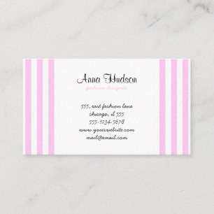Tarjeta De Visita Rayas rosas, franjas blancas, patrón rayado