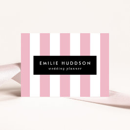 Tarjeta De Visita Rayas rosas, franjas blancas, patrón rayado