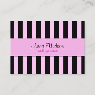 Tarjeta De Visita Rayas rosas, franjas negras, patrón rayado