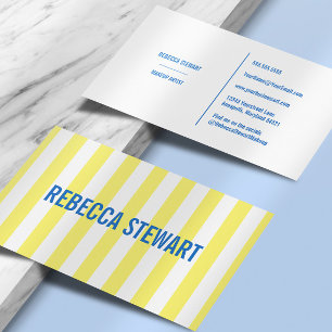 Tarjeta De Visita Rayas Simple Moderno Amarillo y Azul Profesional