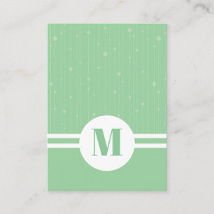 Tarjeta De Visita Rayas verdes de menta monograma pastel mínimo