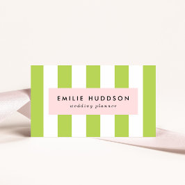 Tarjeta De Visita Rayas verdes, rayas blancas, patrón rayado