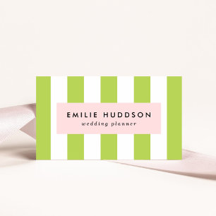 Tarjeta De Visita Rayas verdes, rayas blancas, patrón rayado