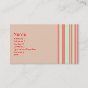 Tarjeta De Visita rayas verdes retro naranja