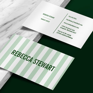 Tarjeta De Visita Rayas Verdes Simple Moderno Profesional Rayado