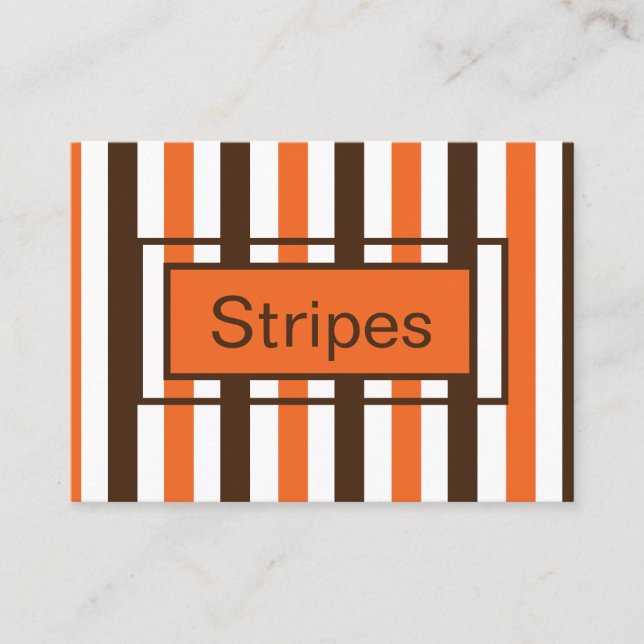Tarjeta De Visita Rayas Verticales Marrón Naranja  (Anverso)