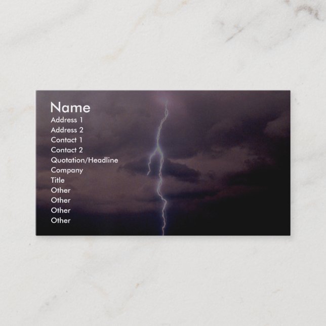 Tarjeta De Visita Rayo durante tempestad de truenos (Anverso)