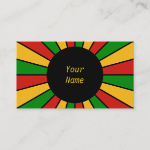 Tarjeta De Visita RAYOS DEL BOTÓN DE LA BANDERA DE RASTAFARI + su