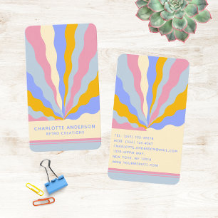 Tarjeta De Visita Rayos Retro Vintage Abstractos Nombre de Moda