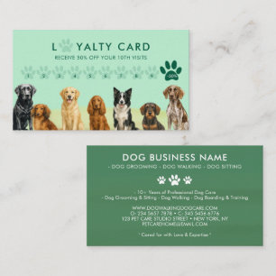 Tarjeta De Visita Razas de perros acuarela Peluquería canina verde L