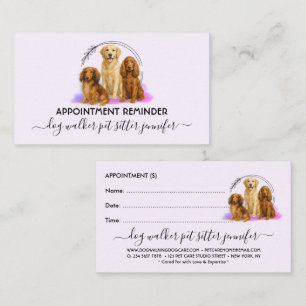 Tarjeta De Visita Razas de perros lila Cita de atención veterinaria